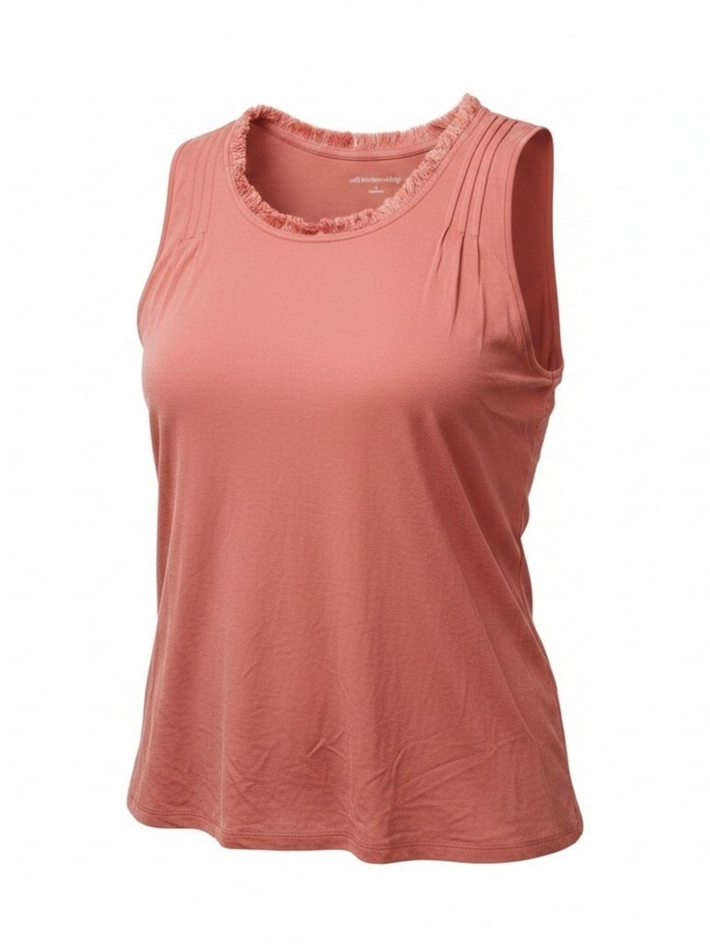 SOFT SURROUNDINGS | Coral Rust Fringe Trim Stretch Boho Plus Tank Top | 3X